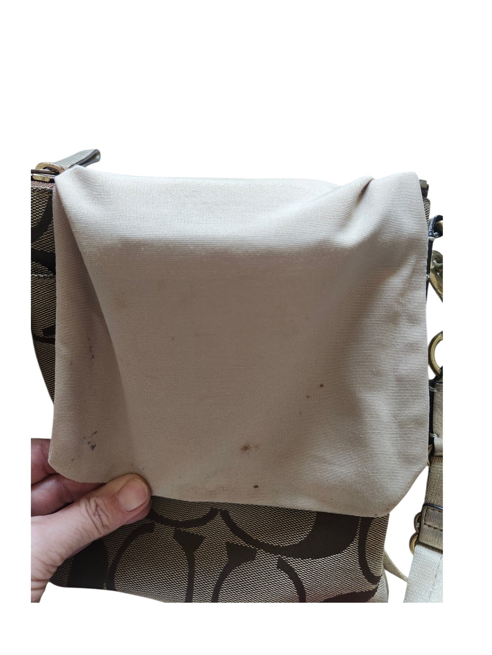 Coach Vintage Signature Stripe Swingpack Crossbody Bag in Beige/Brown - Picture 9 of 9